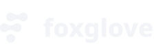 The image shows the Foxglove logo with a stylized abstract design next to the text "foxglove" in lowercase letters.