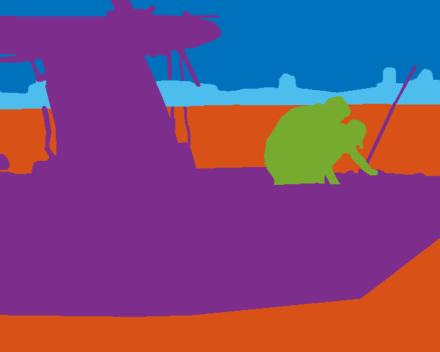 MassMIND: Massachusetts Maritime INfrared Dataset image segmentation - A silhouetted person fishing.